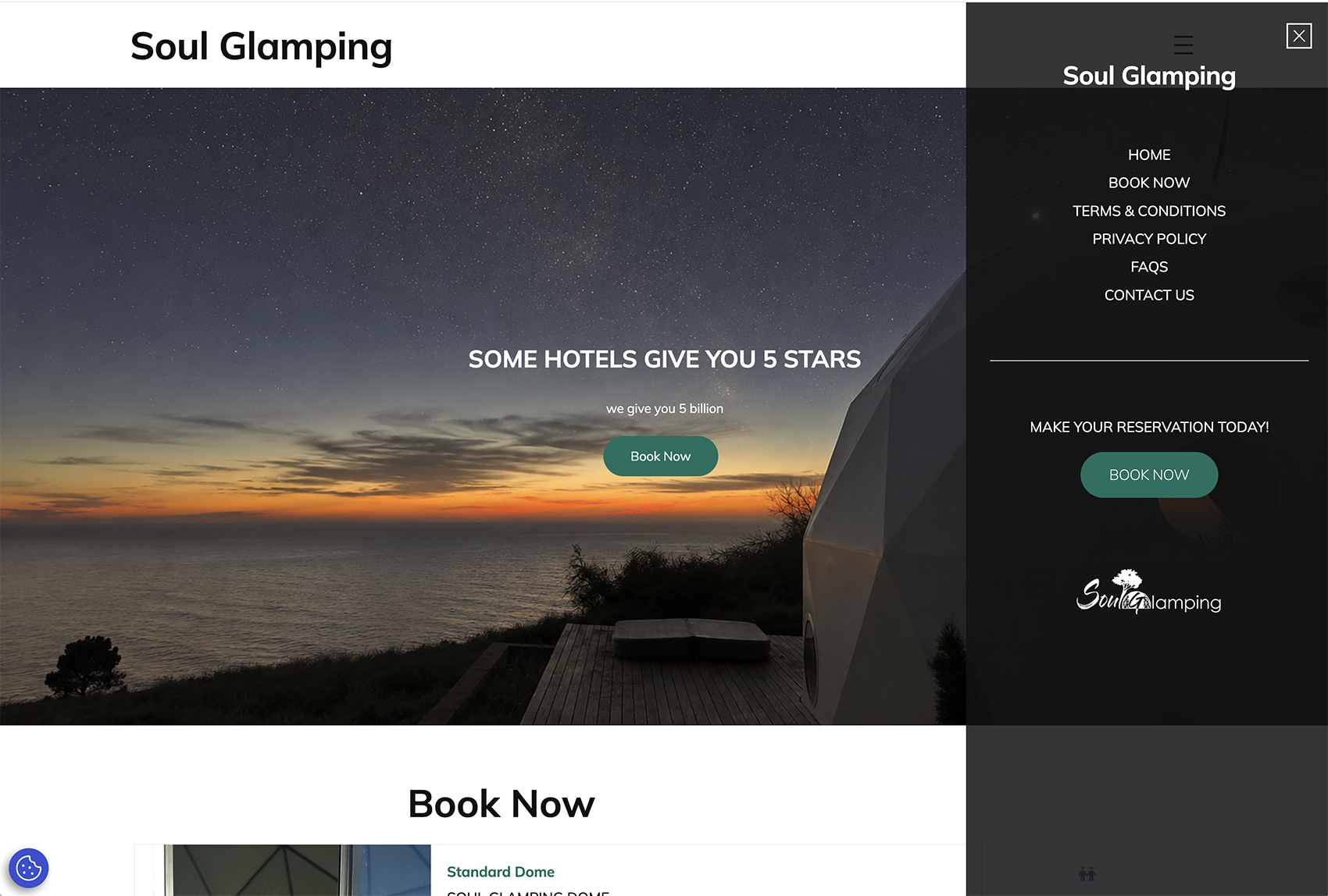 Site e booking próprio.